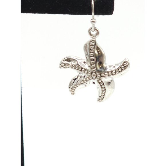 Starfish Dangle Earrings With Silver-Tone Finish And Textured Details For Women - Picture 3 of 8